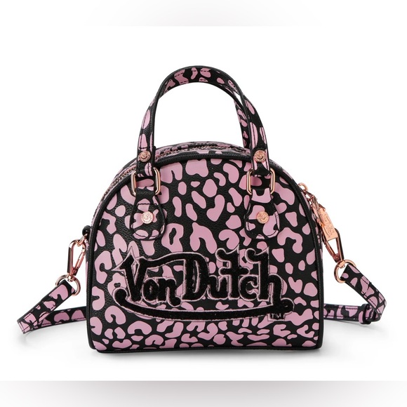 Von Dutch Handbags - NWT Von Dutch Pink & Black Cheetah Pink Bowling Bag Style Purse, VIRAL, SOLD OUT